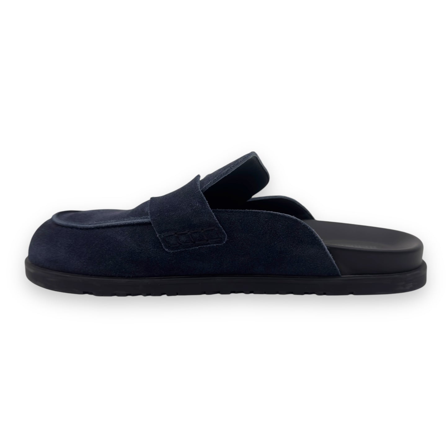 HERMES SUEDE GO MULES NAVY / BLACK UK10.5