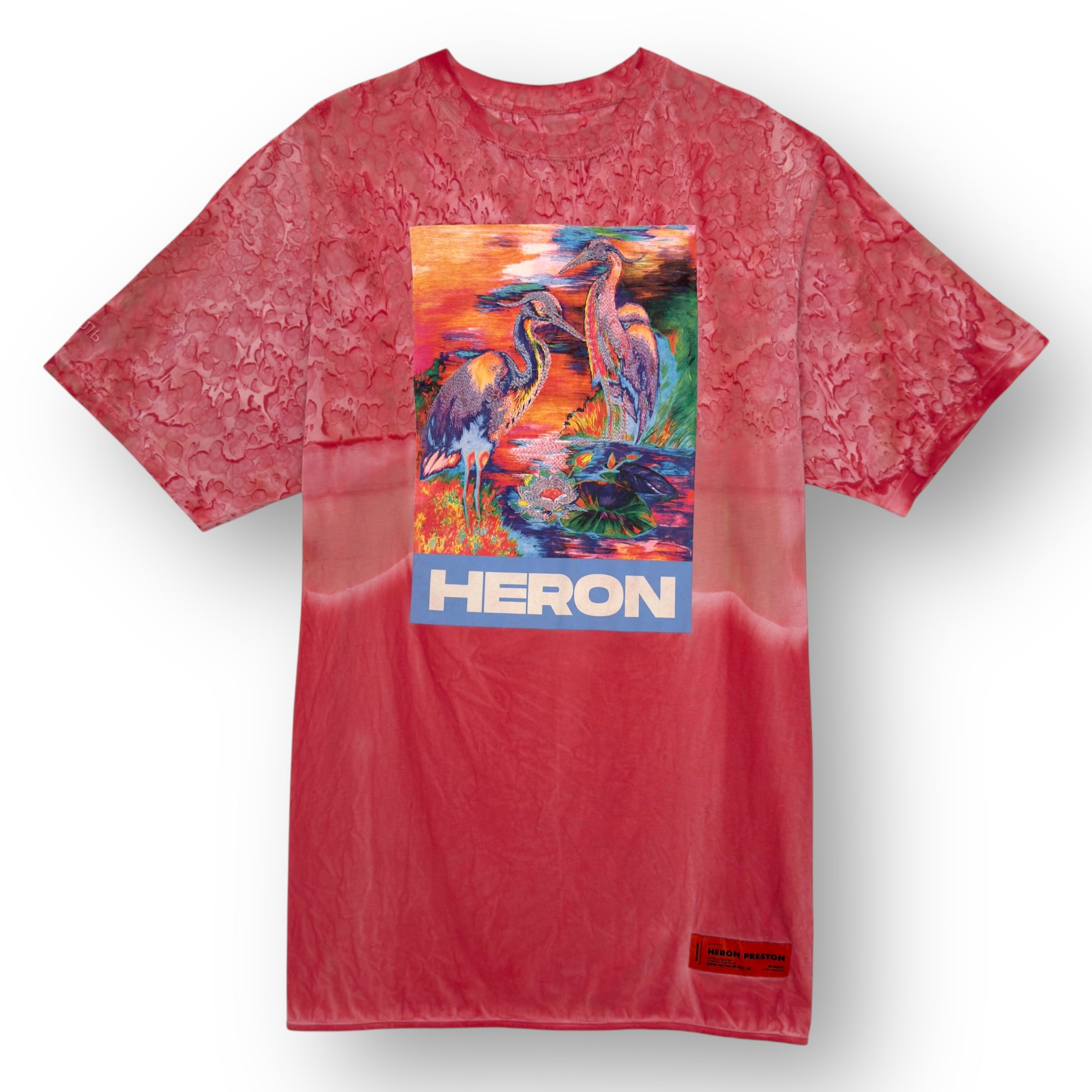 HERON PRESTON GRAPHIC PRINT T-SHIRT RED L