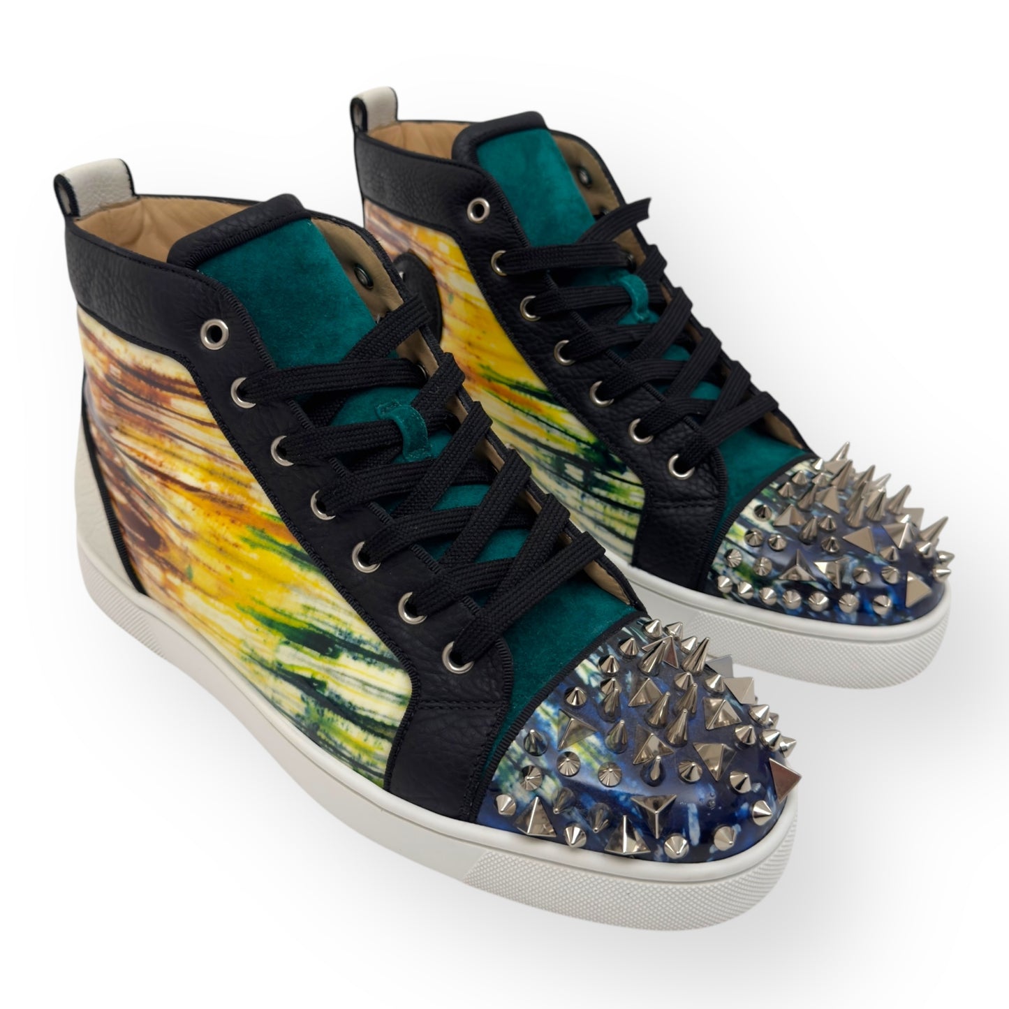 CHRISTIAN LOUBOUTIN LOUIS PIK PIK PATENT LEATHER HIGH-TOP SNEAKERS MULTICOLOURED UK7.5 / 41.5