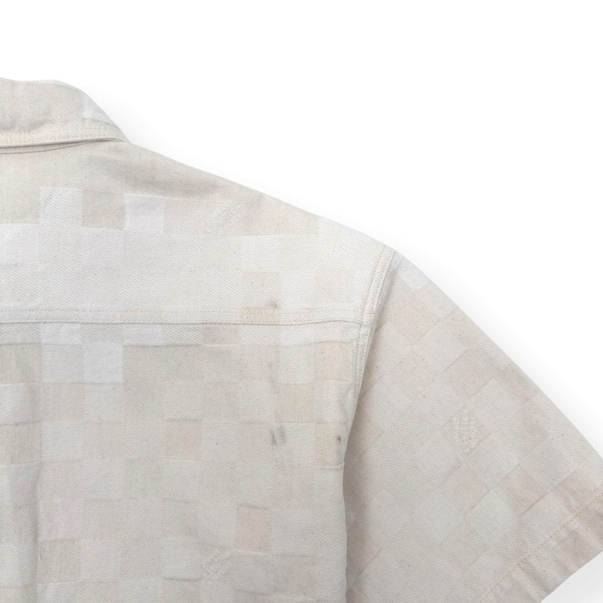 LOUIS VUITTON DAMIER SHORT-SLEEVED DENIM SHIRT ECRU WHITE XL