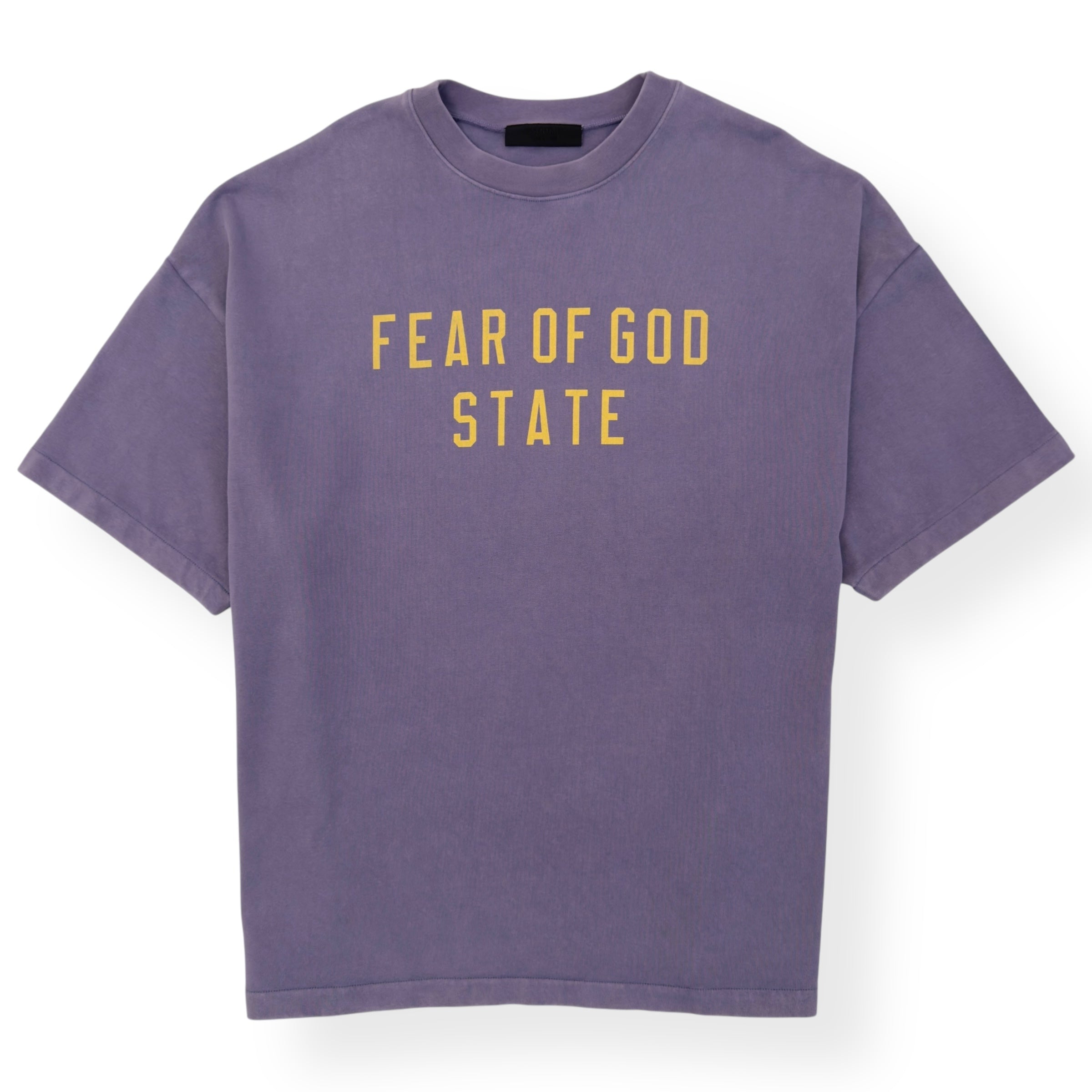 FEAR OF GOD ESSENTIALS OVERSIZED CREWNECK T-SHIRT PURPLE / YELLOW L