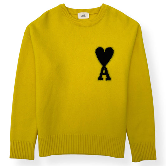 AMI PARIS CREWNECK SWEATER YELLOW / BLACK L
