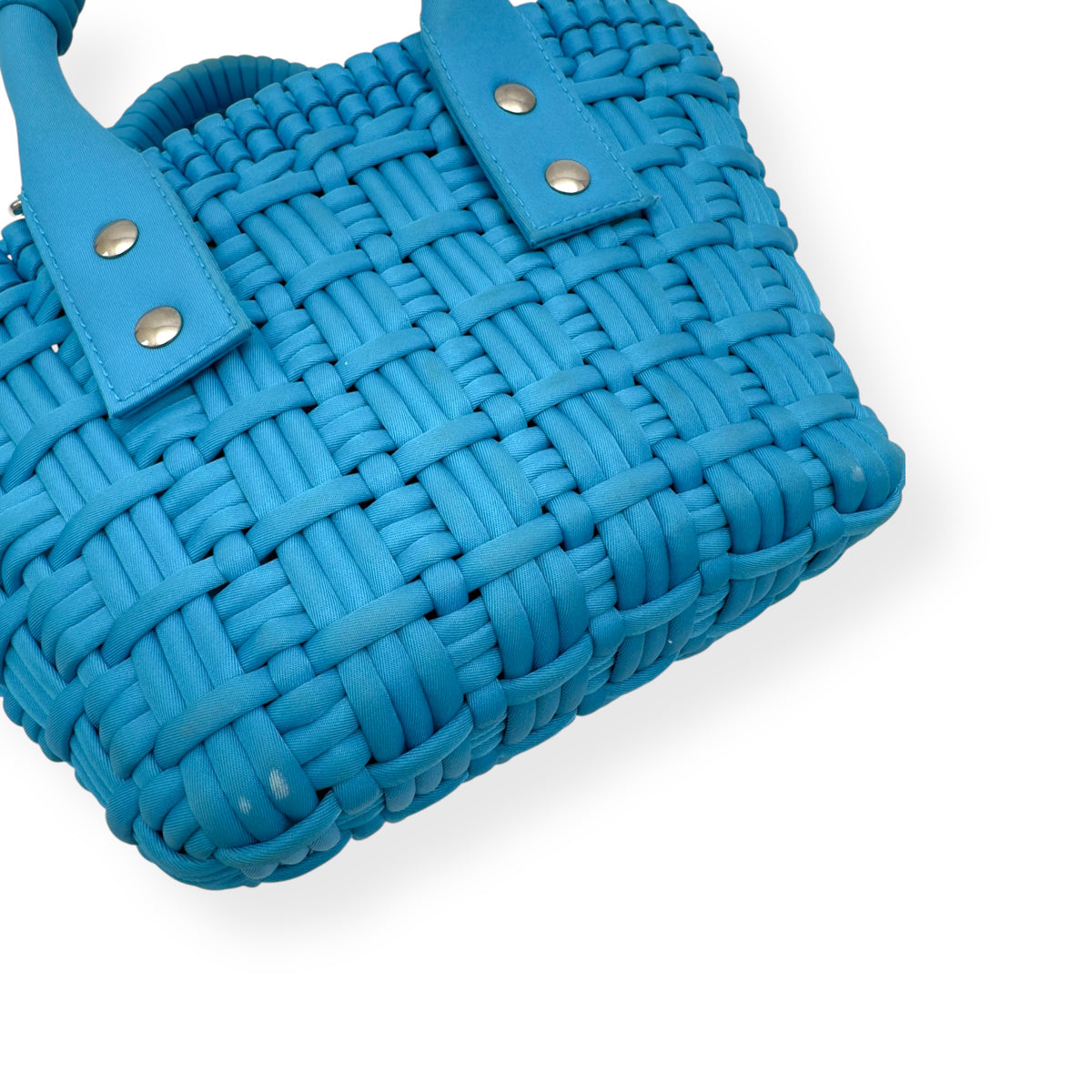 BALENCIAGA BISTRO RECYCLED NYLON BASKET BAG BLUE XXS