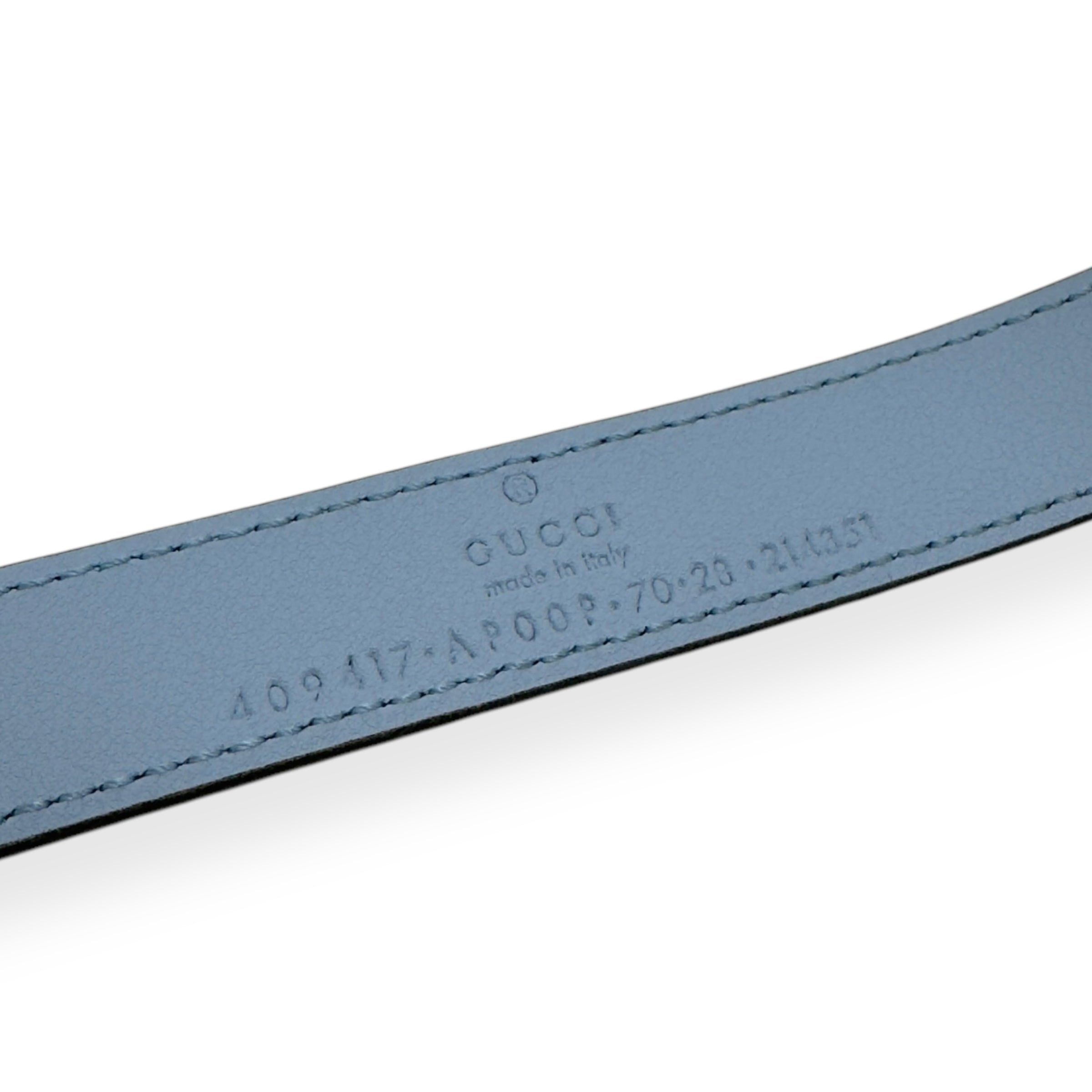 GUCCI GG MARMONT BUCKLE SLIM BELT BLUE / SILVER 70CM