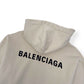 BALENCIAGA OVERSIZED LOGO EMBROIDERED HOODIE CREAM / BLACK M