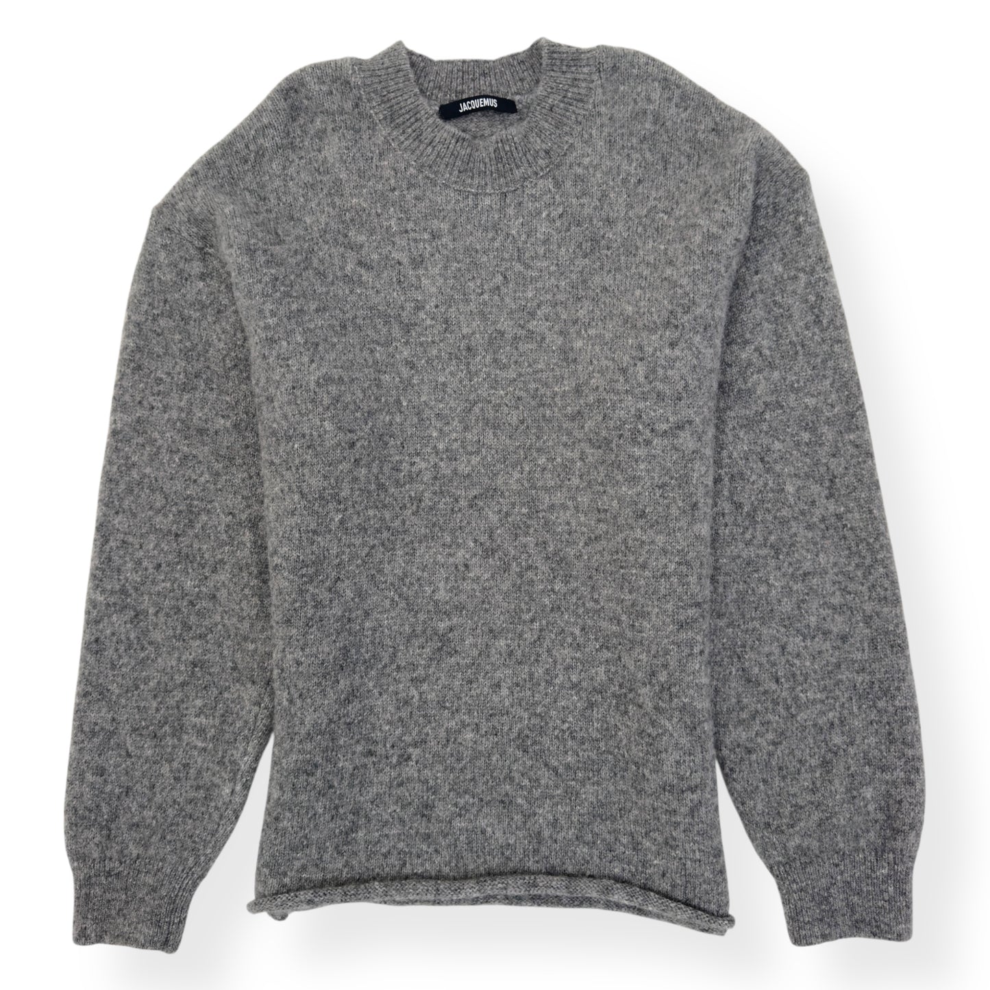 JACQUEMUS LE PULL WOOL-BLEND SWEATER GREY / WHITE L