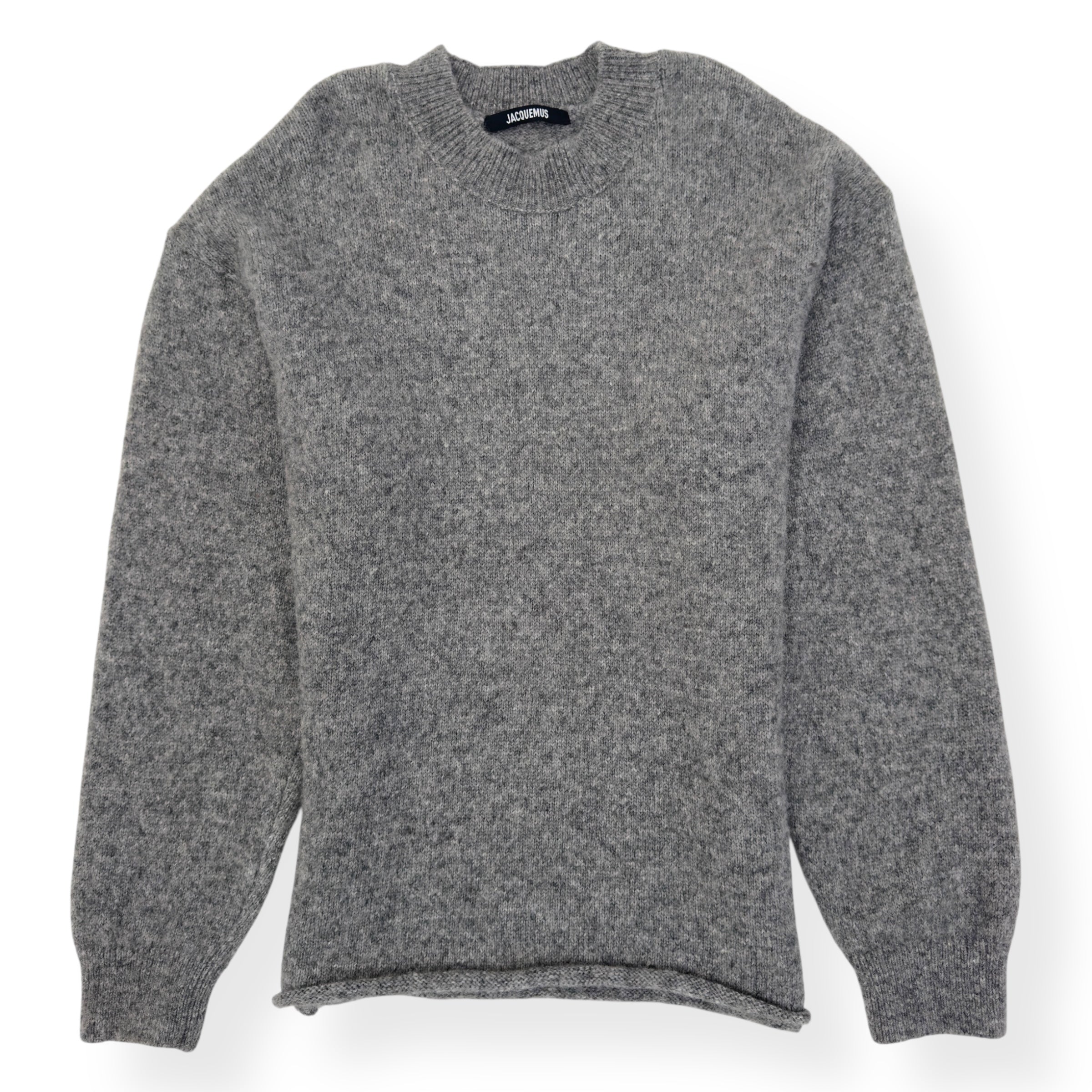 JACQUEMUS LE PULL WOOL-BLEND SWEATER GREY / WHITE L