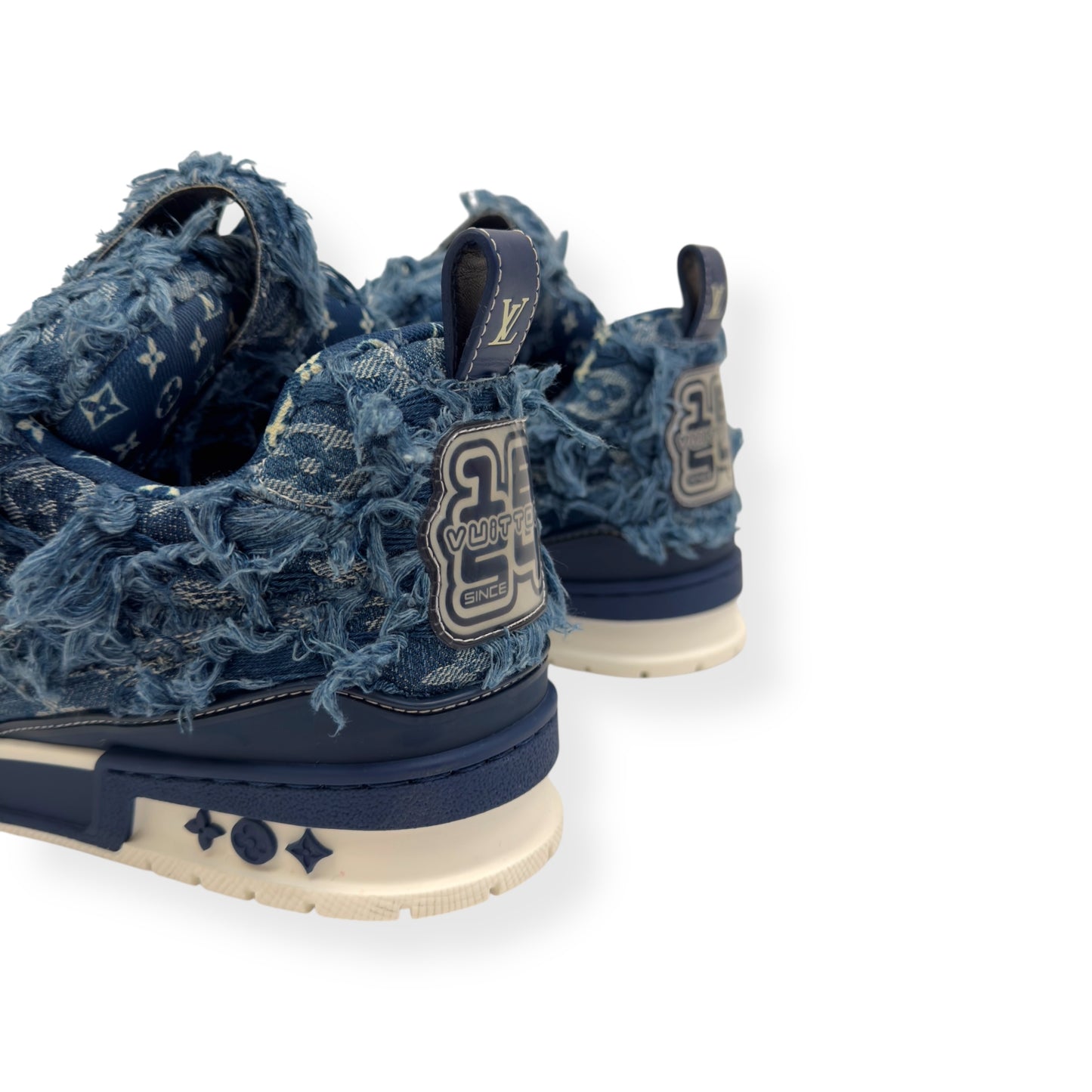 LOUIS VUITTON DISTRESSED DENIM LV SKATE SNEAKER UK7.5
