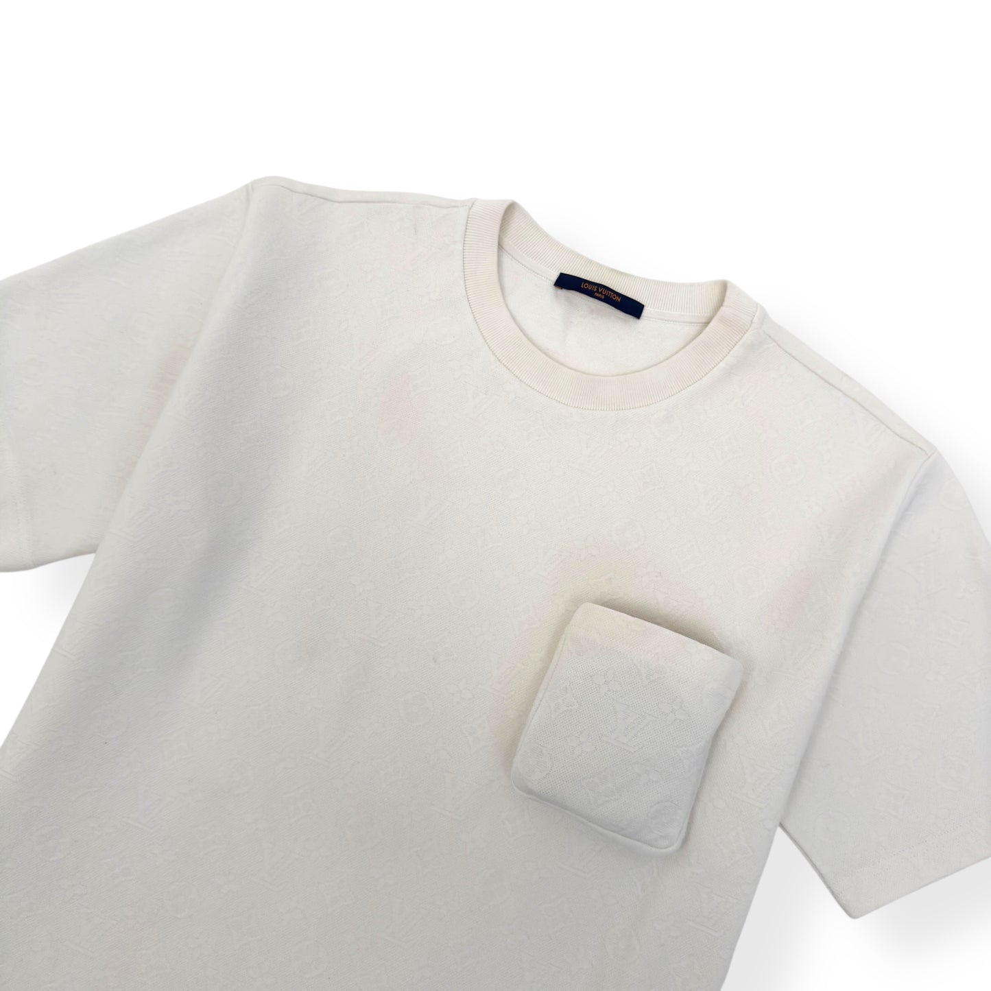LOUIS VUITTON SIGNATURE 3D POCKET MONOGRAM T-SHIRT WHITE XXL