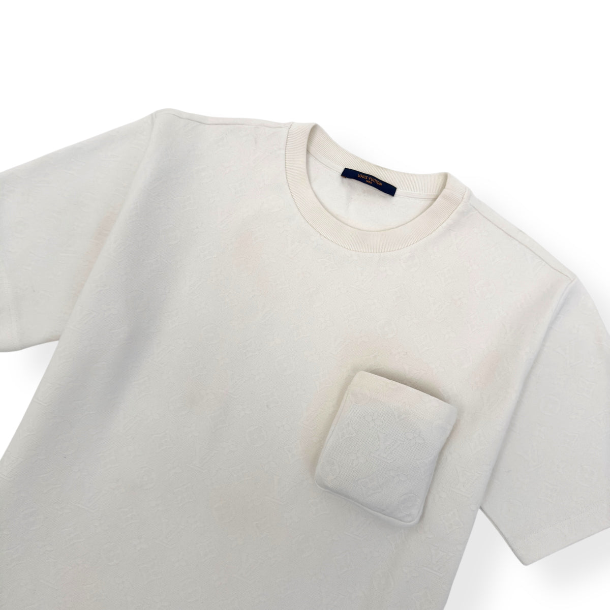 LOUIS VUITTON SIGNATURE 3D POCKET MONOGRAM T-SHIRT WHITE XXL