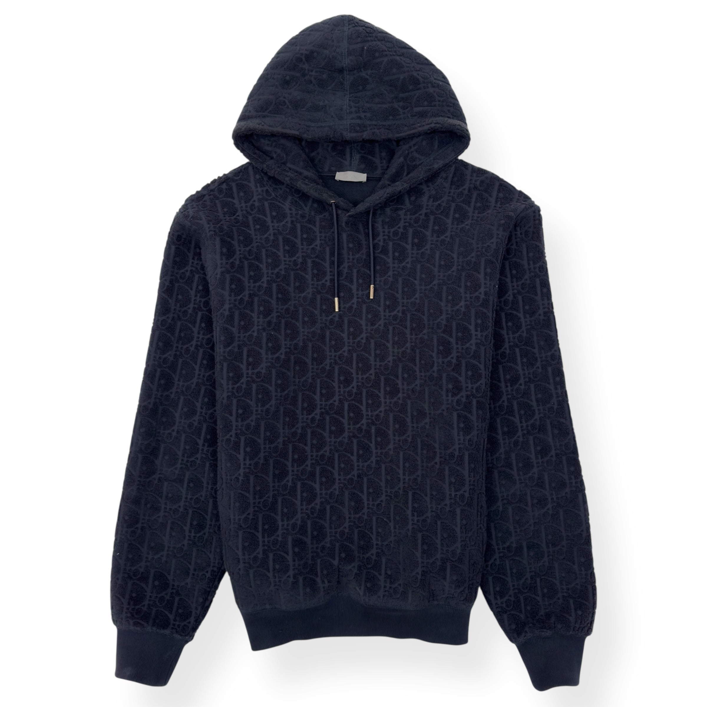 DIOR OBLIQUE RELAXED-FIT HOODIE NAVY L