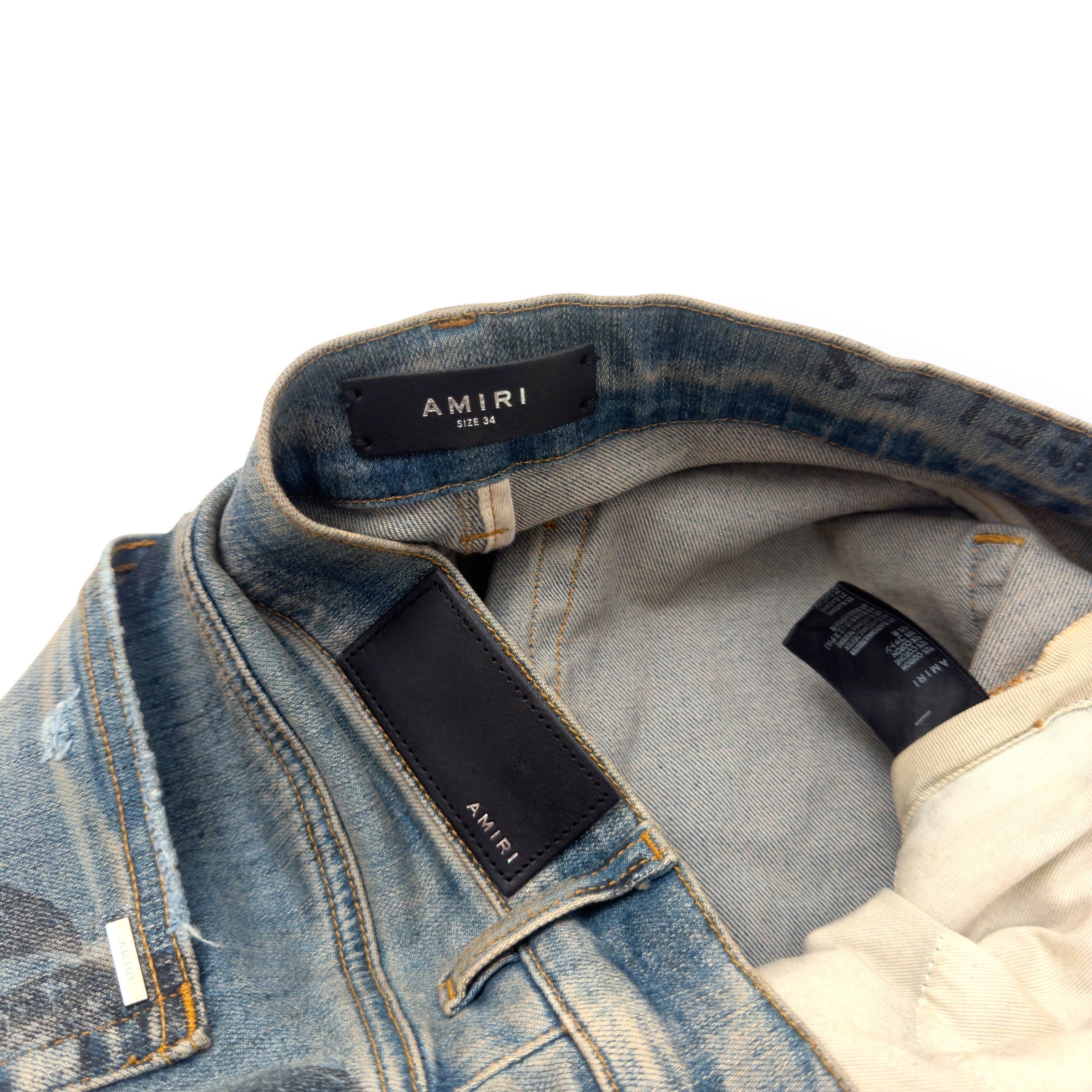 AMIRI MILITARY STENCIL LOGO SKINNY DENIM JEANS W34”
