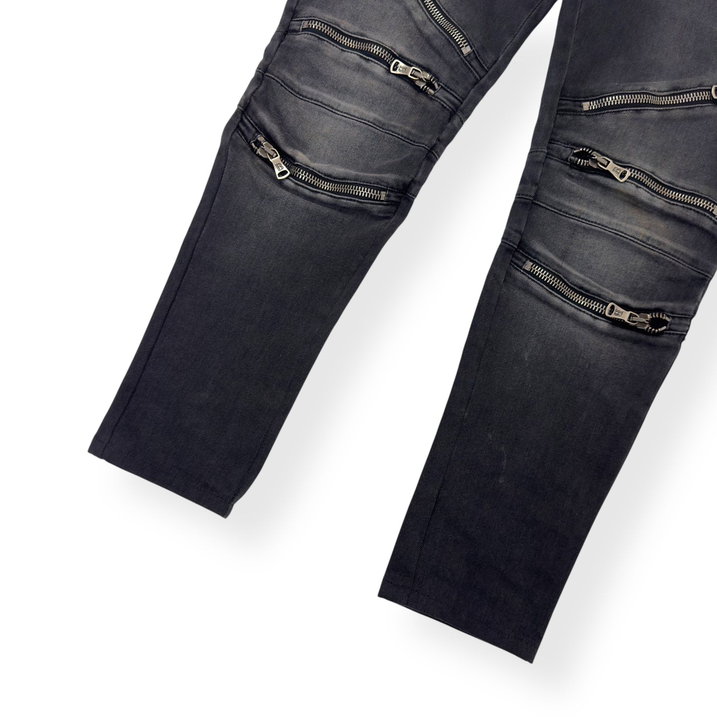 BALMAIN WASHED BIKER JEANS BLACK W34”
