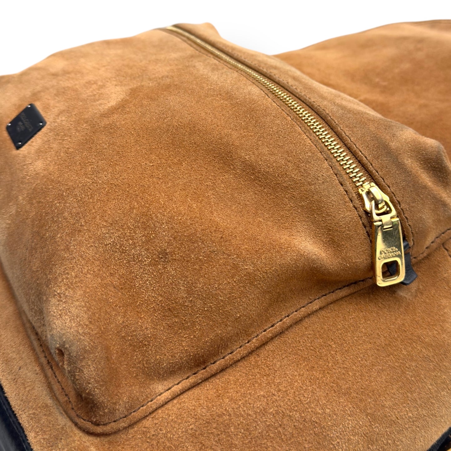 DOLCE & GABBANA SUEDE BACKPACK TAN / BLACK M
