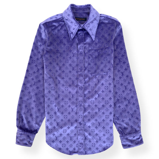 LOUIS VUITTON LV MONOGRAM VELVET SHIRT PURPLE L