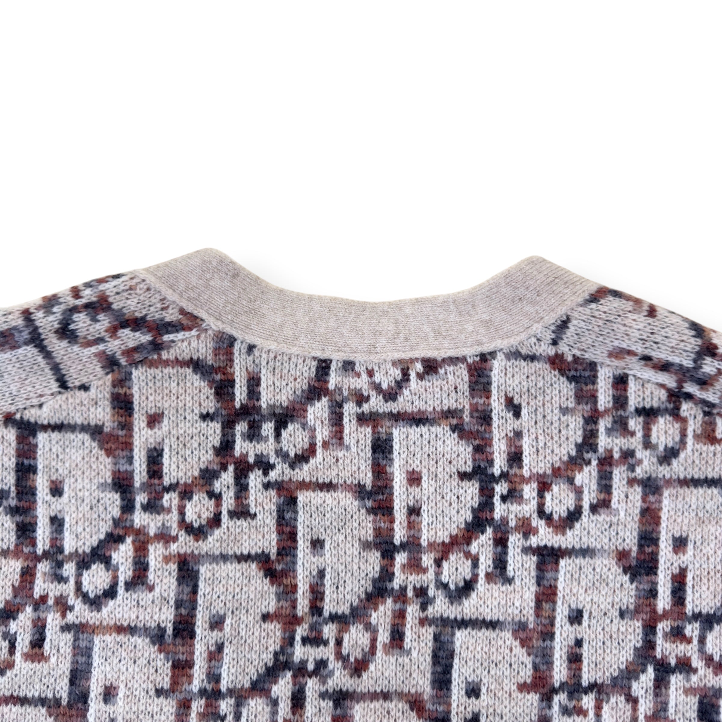 DIOR OBLIQUE VIRGIN WOOL JACQUARD CARDIGAN BEIGE / BROWN XXL