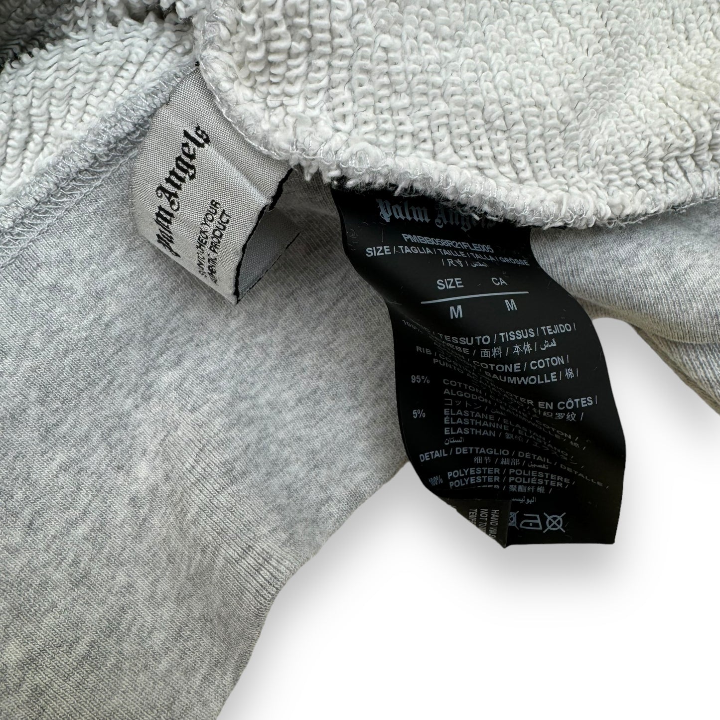 PALM ANGELS STATEMENT LOGO HOODIE GREY M