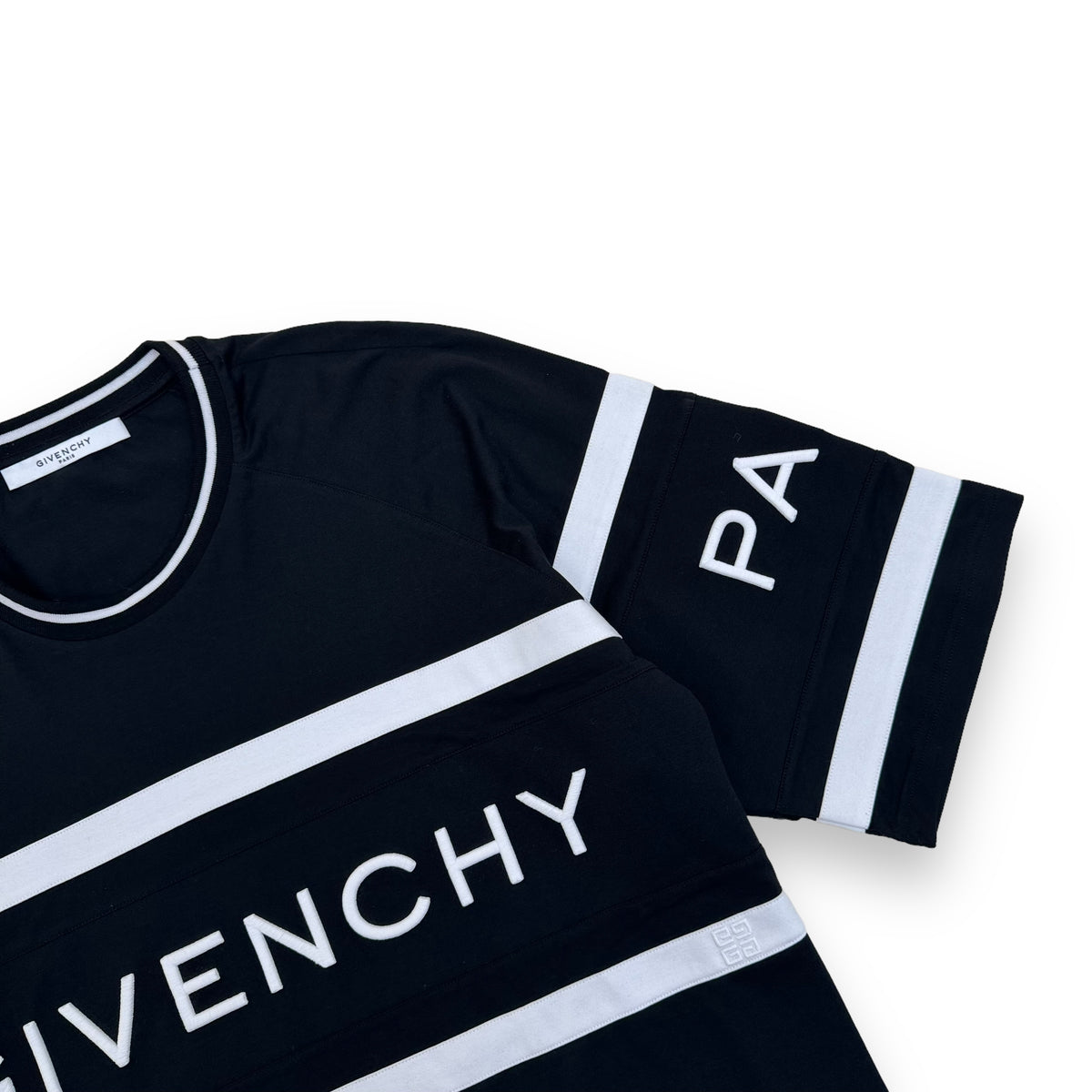 GIVENCHY EMBROIDERED LOGO T-SHIRT BLACK / WHITE L
