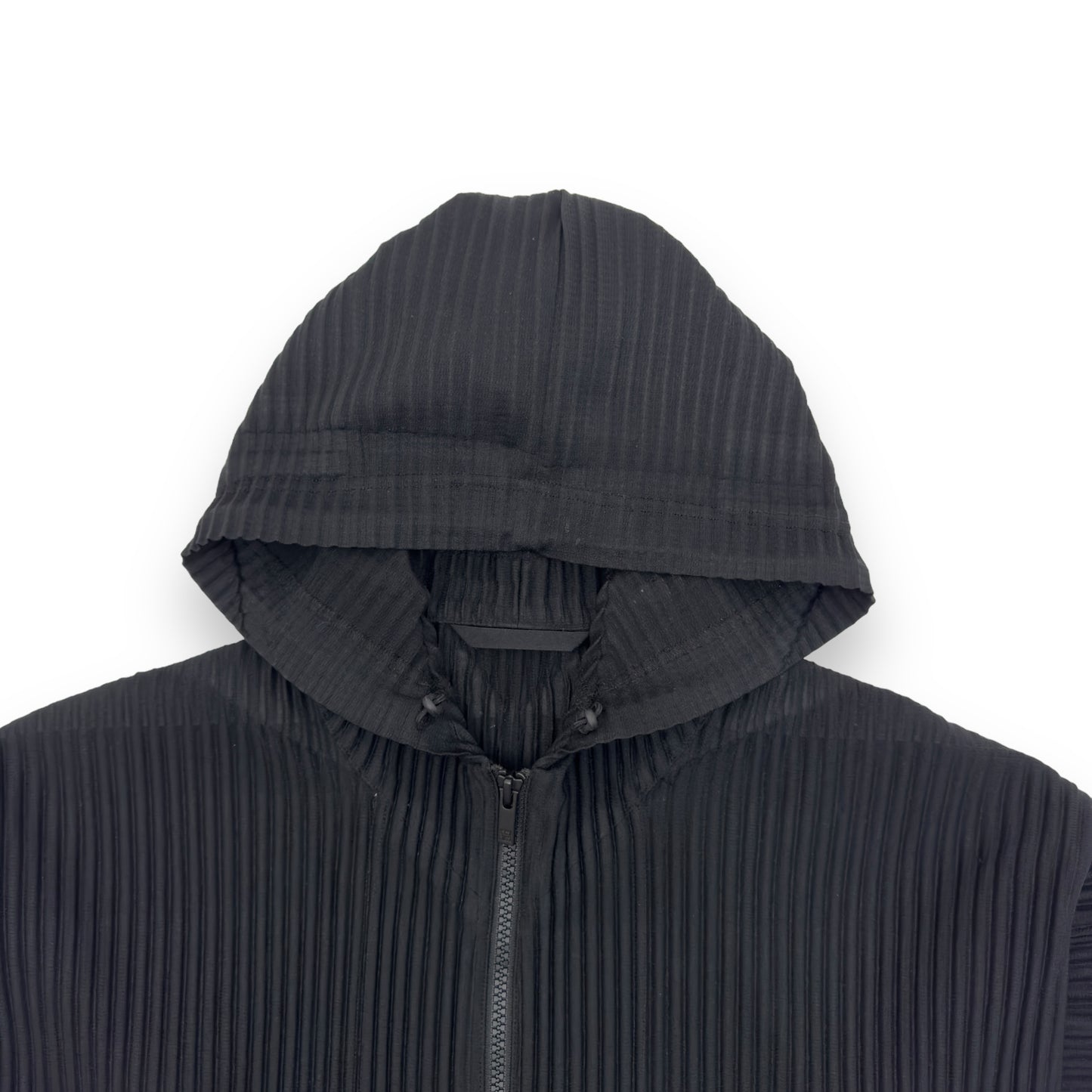 ISSEY MIYAKE HOMME PLISSÉ PLEATED ZIP-UP HOODIE BLACK L