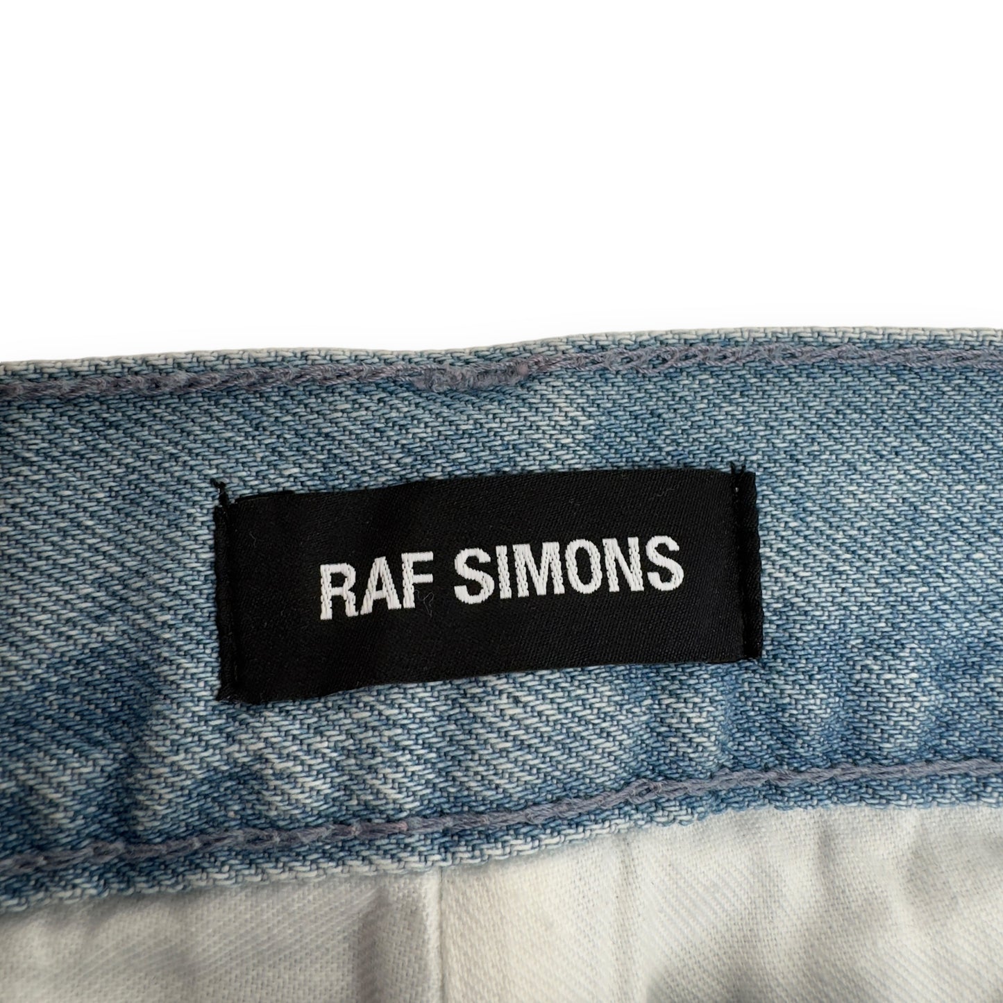 RAF SIMONS SS20 'DESTROYED' DOUBLE LAYERED DENIM JEANS BLUE 33"