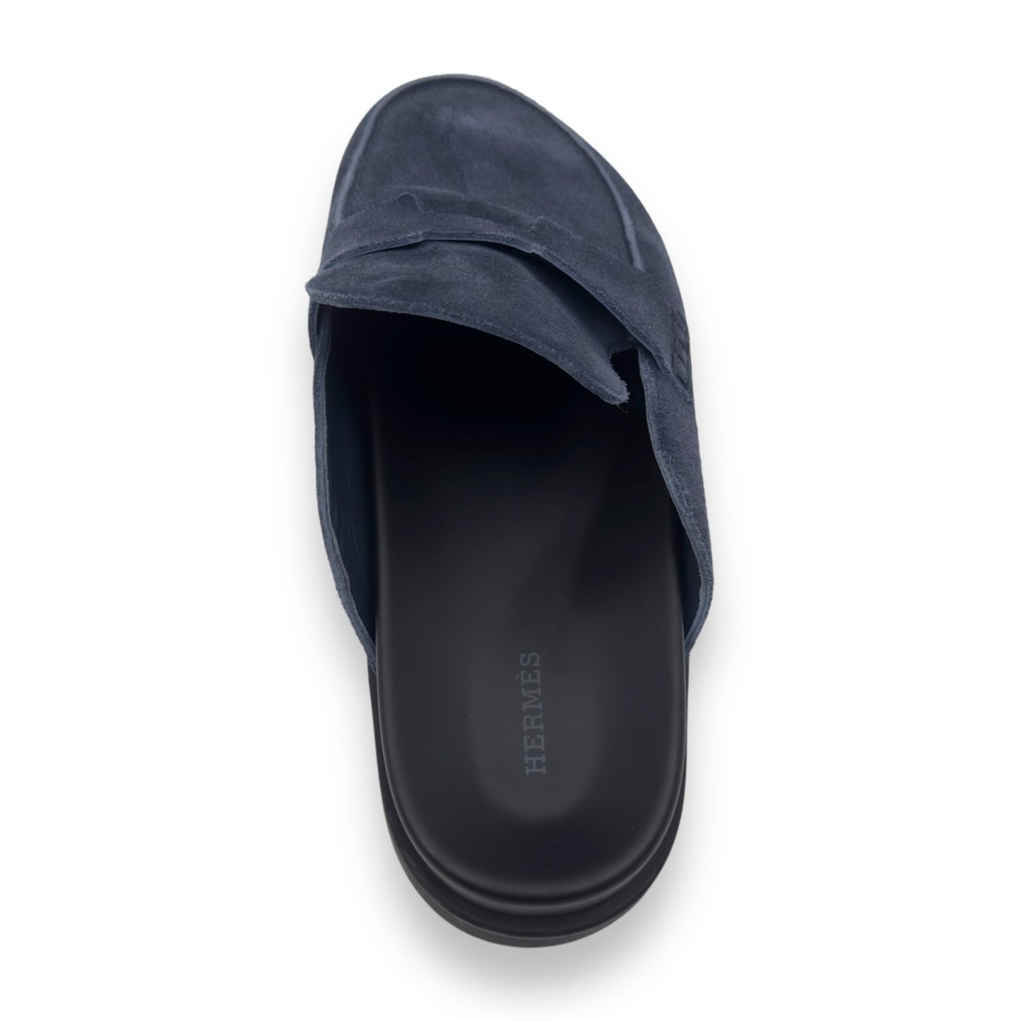 HERMES SUEDE GO MULES NAVY / BLACK UK10.5