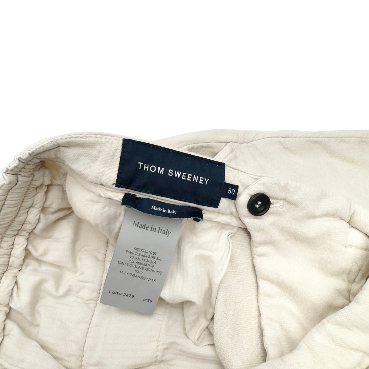 THOM SWEENEY LINEN JERSEY PLEATED SHORTS IVORY W32”