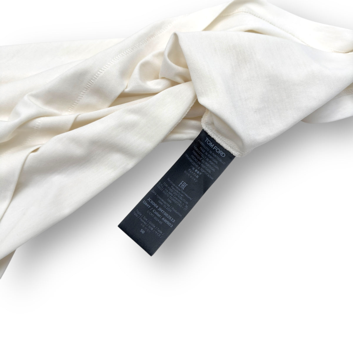 TOM FORD COTTON BLEND CREWNECK T-SHIRT CREAM 50 / L