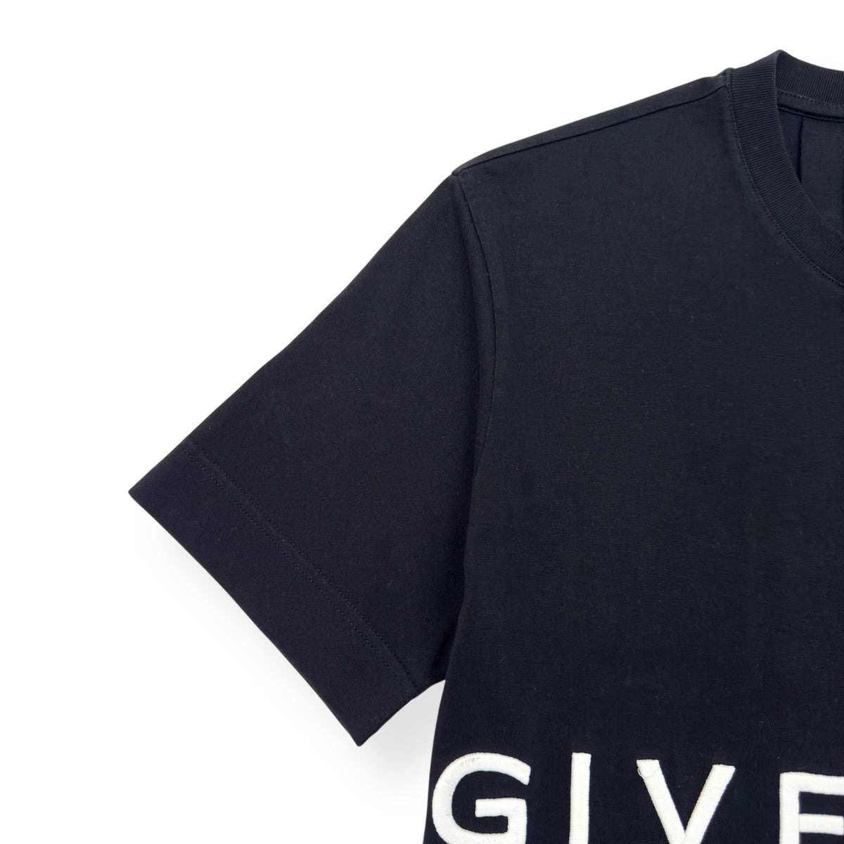 GIVENCHY LOGO EMBROIDERED T-SHIRT BLACK / WHITE L