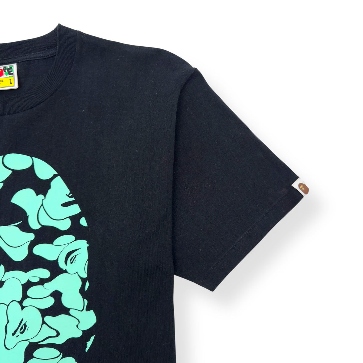 A BATHING APE TEXT CODE CAMO T-SHIRT BLACK L