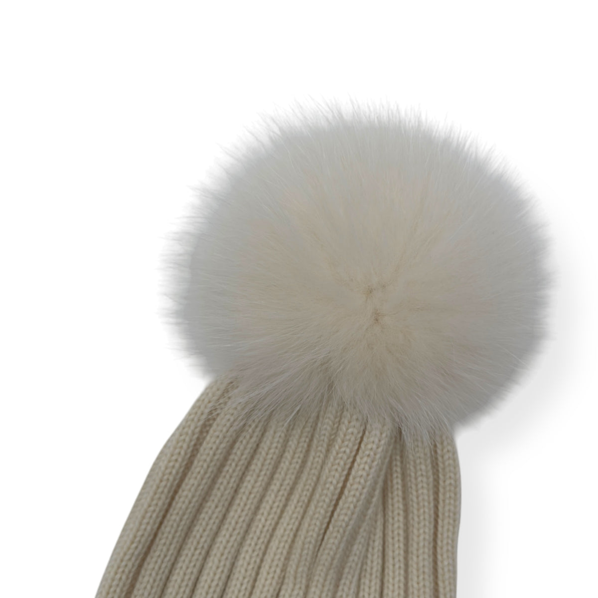 MONCLER WOOL BEANIE WITH POM POM CREAM O/S