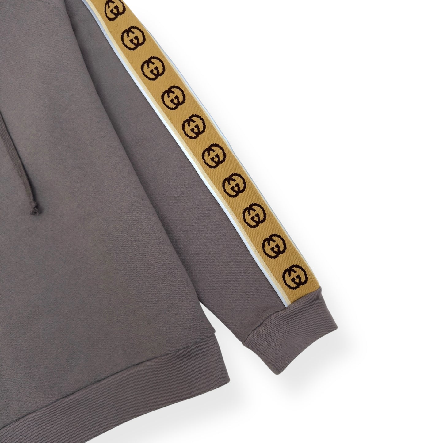 GUCCI TAPE DETAIL COTTON HOODIE GREY L