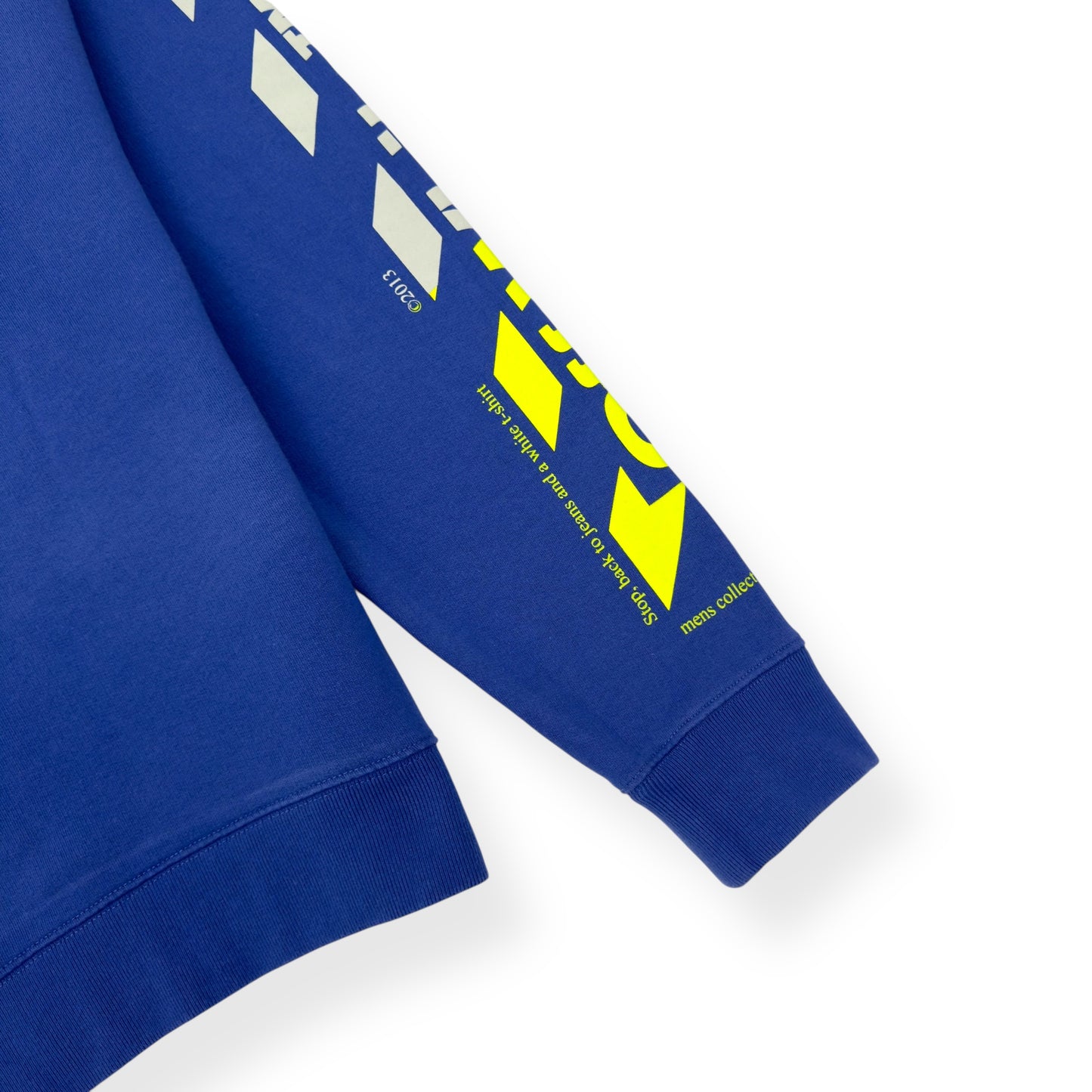 OFF WHITE DIAGONAL SPLIT LOGO SWEATSHIRT BLUE / YELLOW L