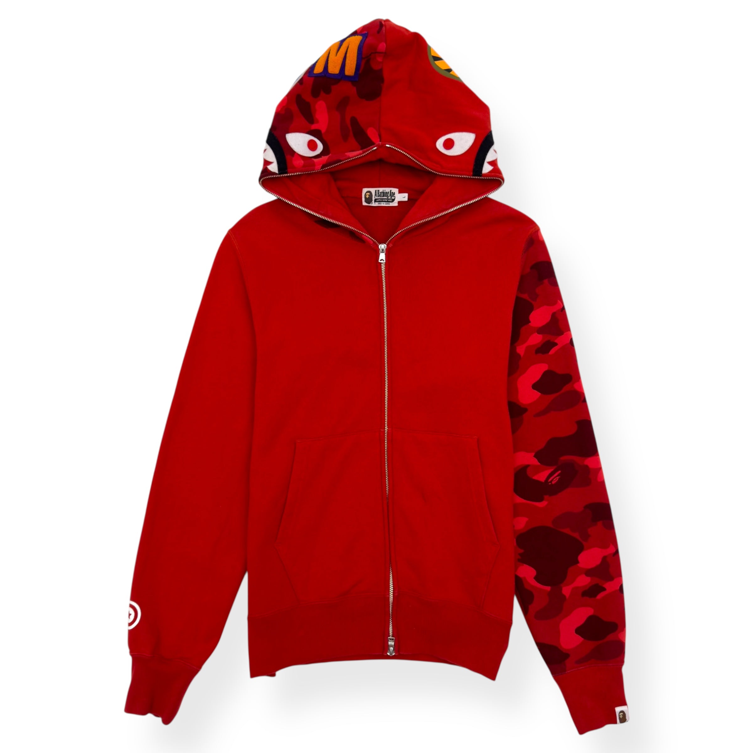 A BATHING APE SHARK FULL ZIP HOODIE RED L