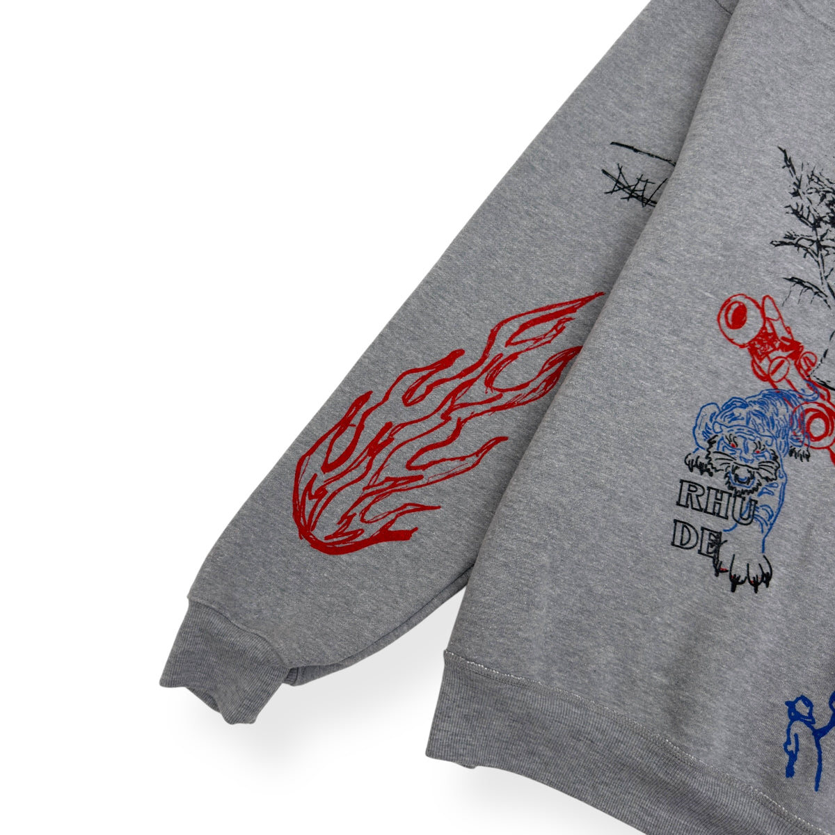 RHUDE DOODLE POPOVER HOODIE GREY L