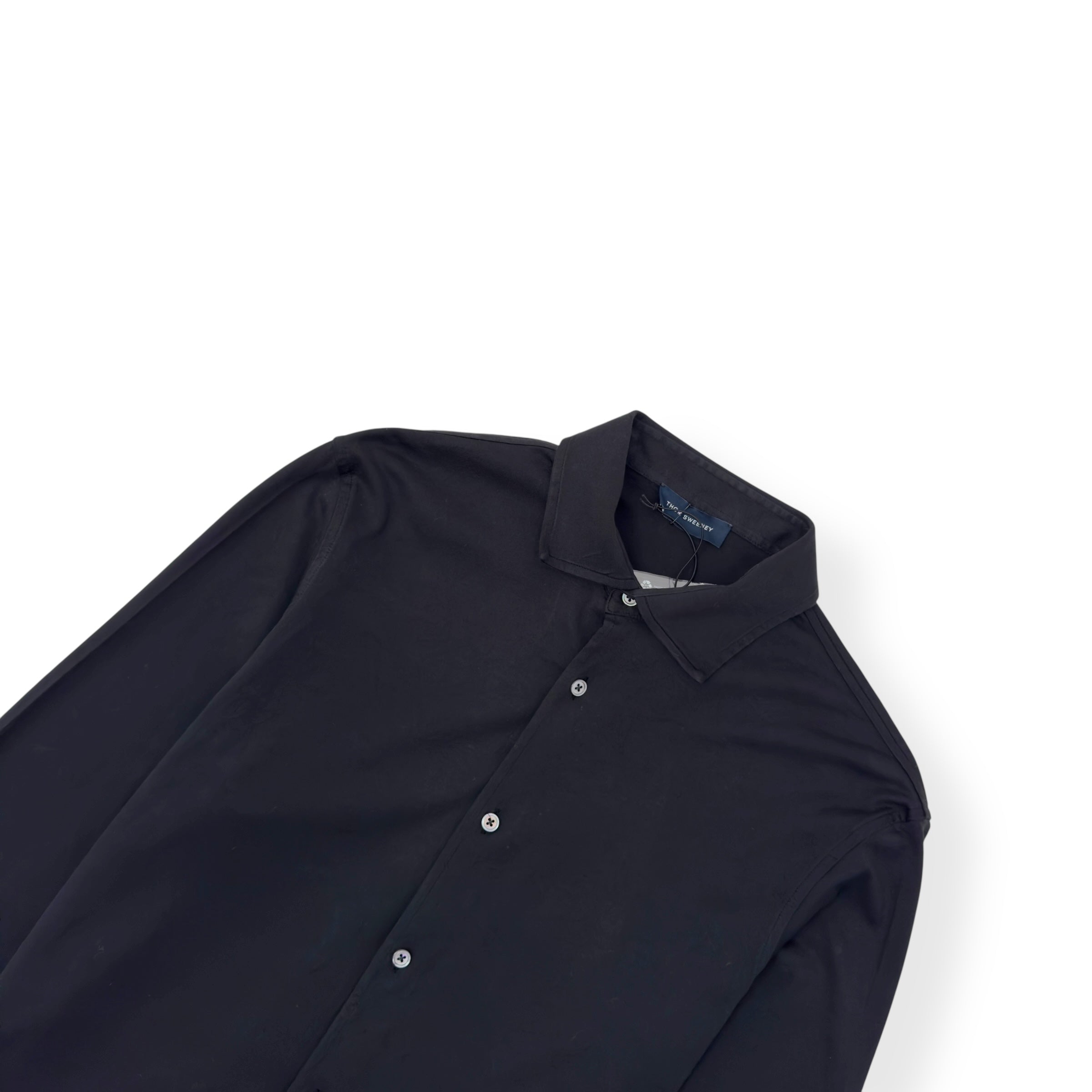 THOM SWEENEY SS25 LONG SLEEVE BUTTON THROUGH SHIRT BLACK L