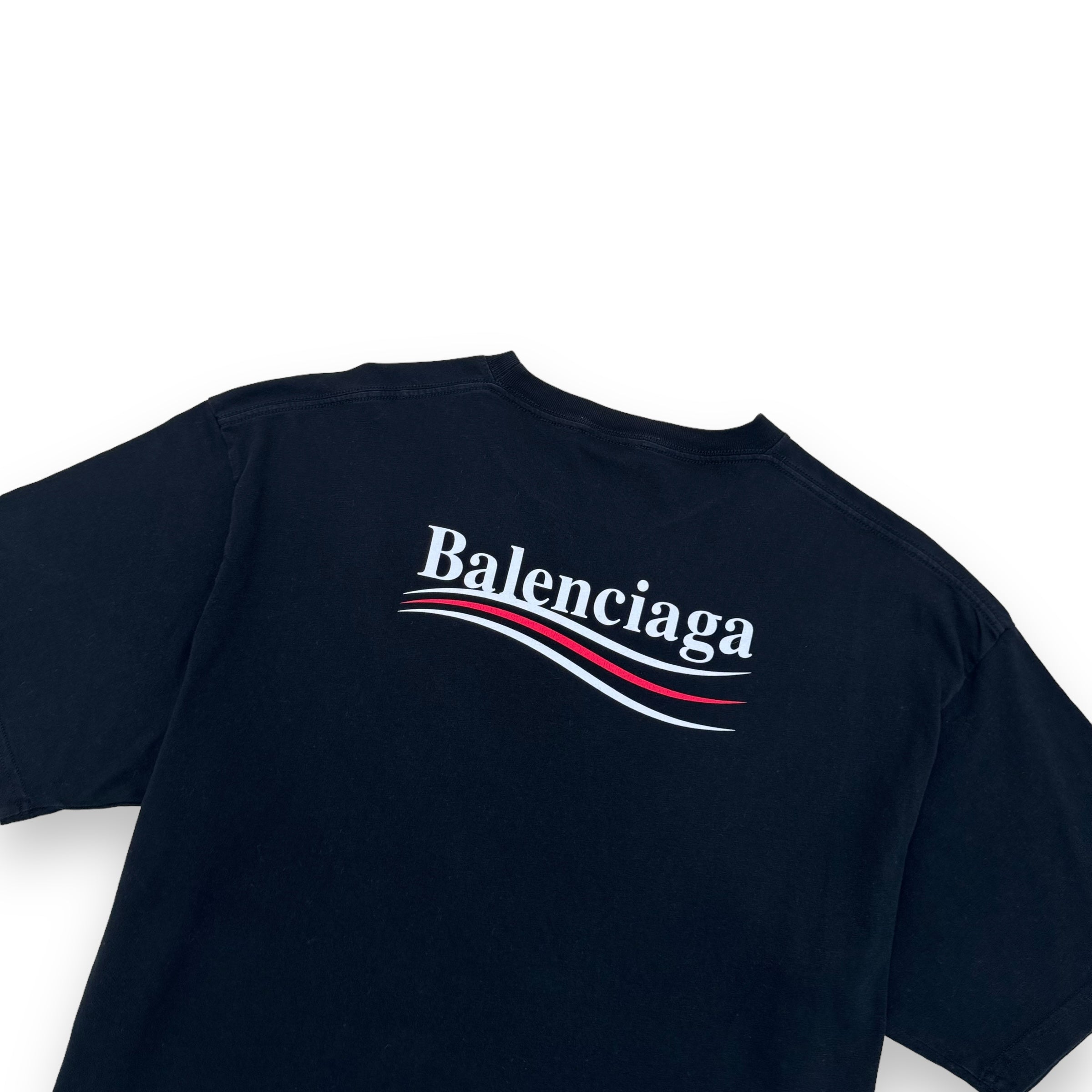 BALENCIAGA POLITICAL LOGO T-SHIRT BLACK M