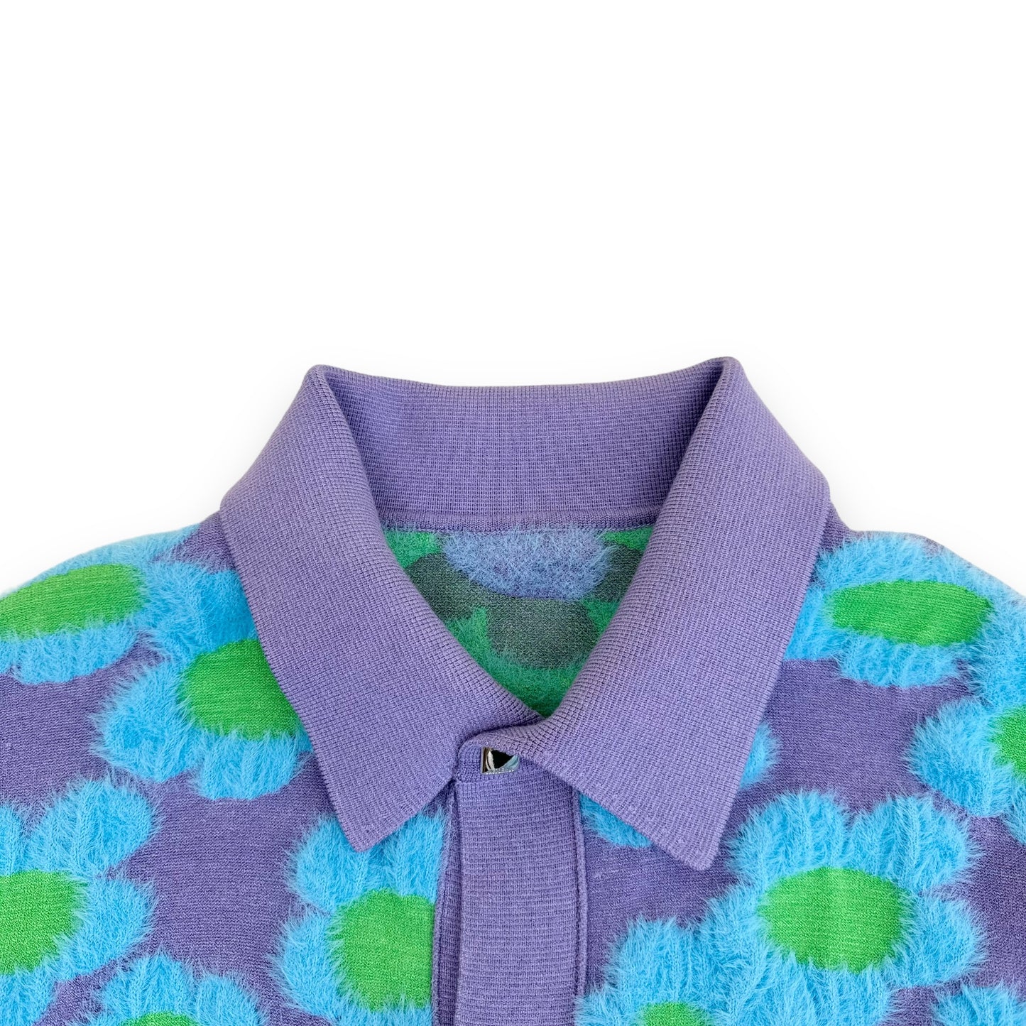 JACQUEMUS LE CHEMISE FLEURS KNITTED CARDIGAN PURPLE / BLUE / GREEN XL