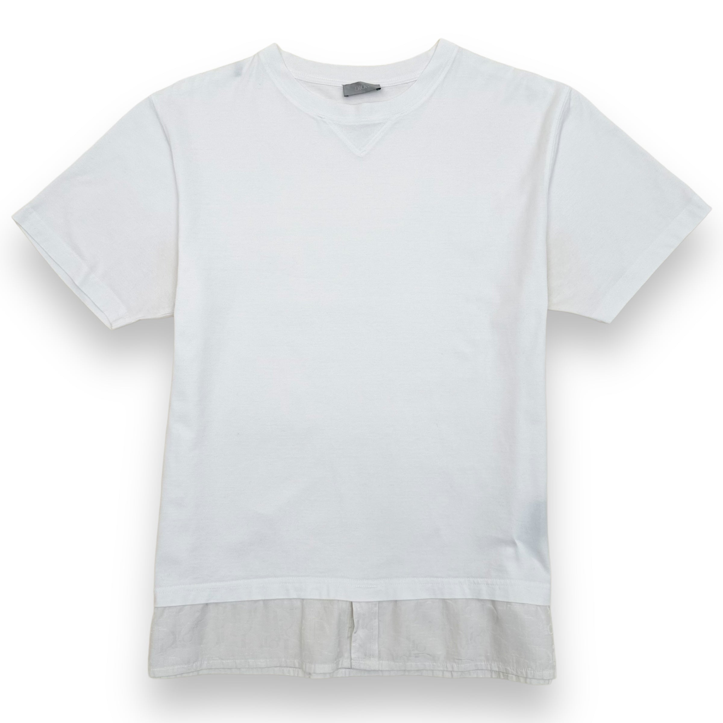 DIOR OBLIQUE LAYERED SILK TRIM T-SHIRT WHITE XL