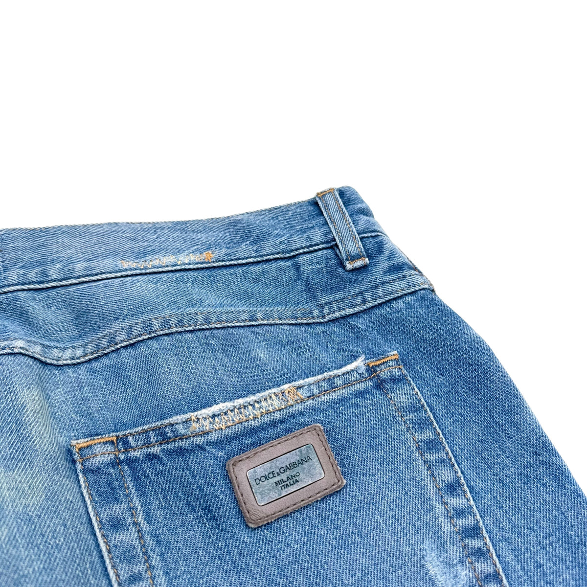 DOLCE & GABBANA DISTRESSED DENIM JEANS BLUE / YELLOW L