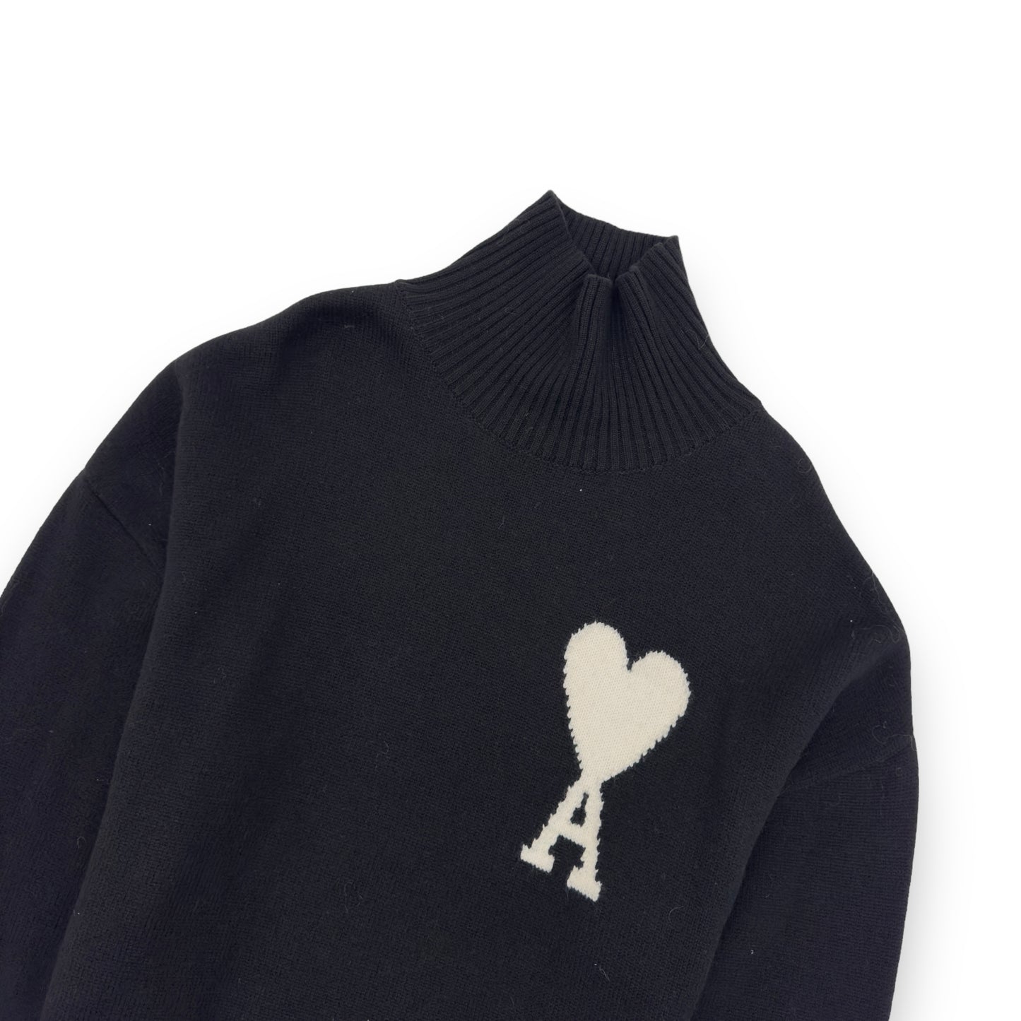 AMI PARIS WOOL LOGO SWEATER BLACK L