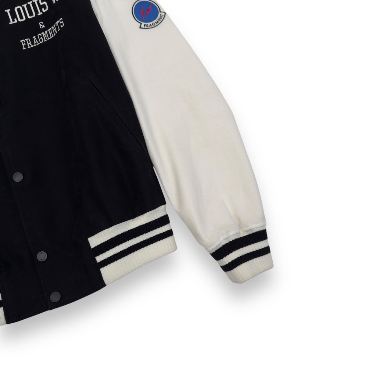 LOUIS VUITTON X FRAGMENT SS17 LV VARSITY JACKET BLACK / WHITE L