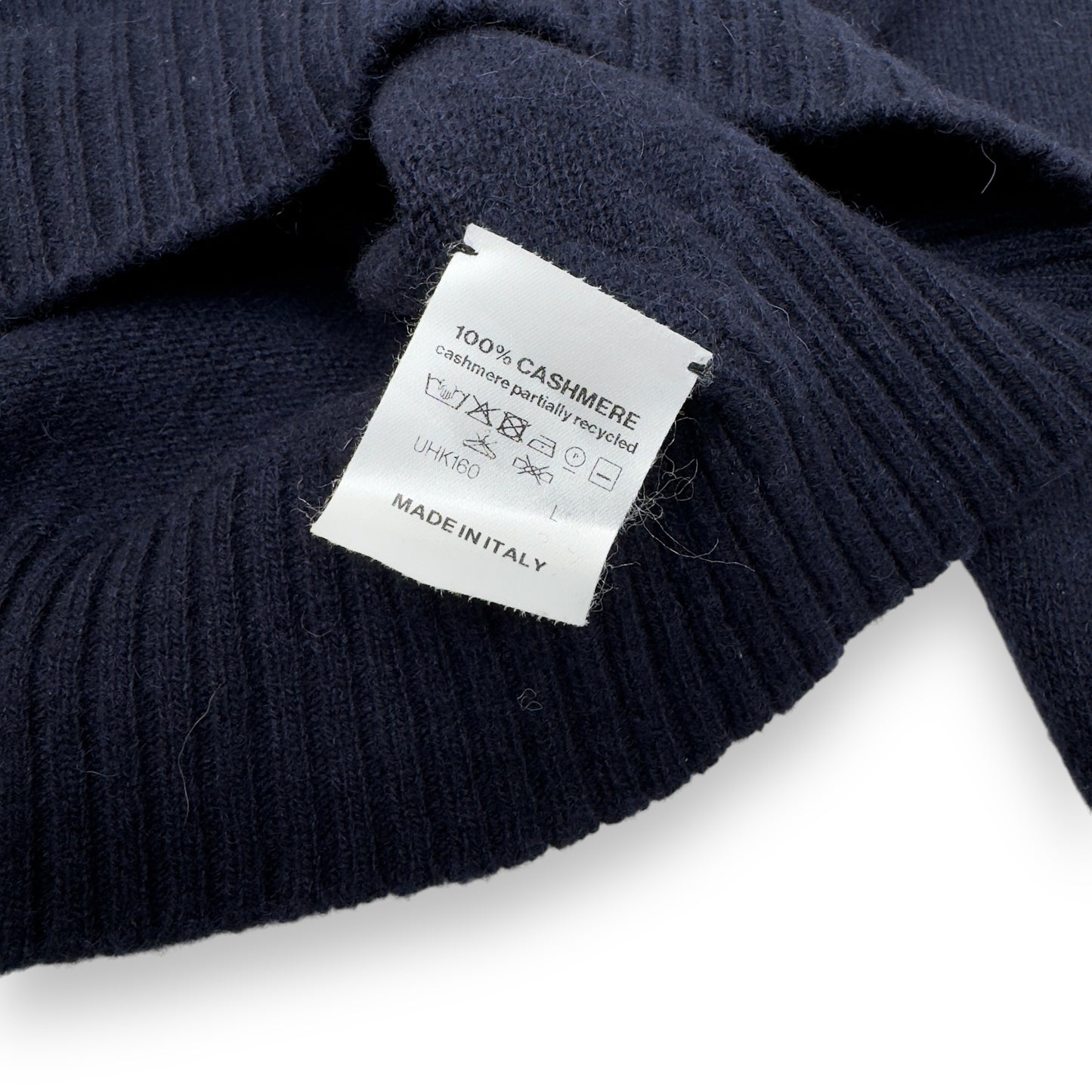 THOM SWEENEY CASHMERE PULLOVER HOODIE NAVY BLUE L