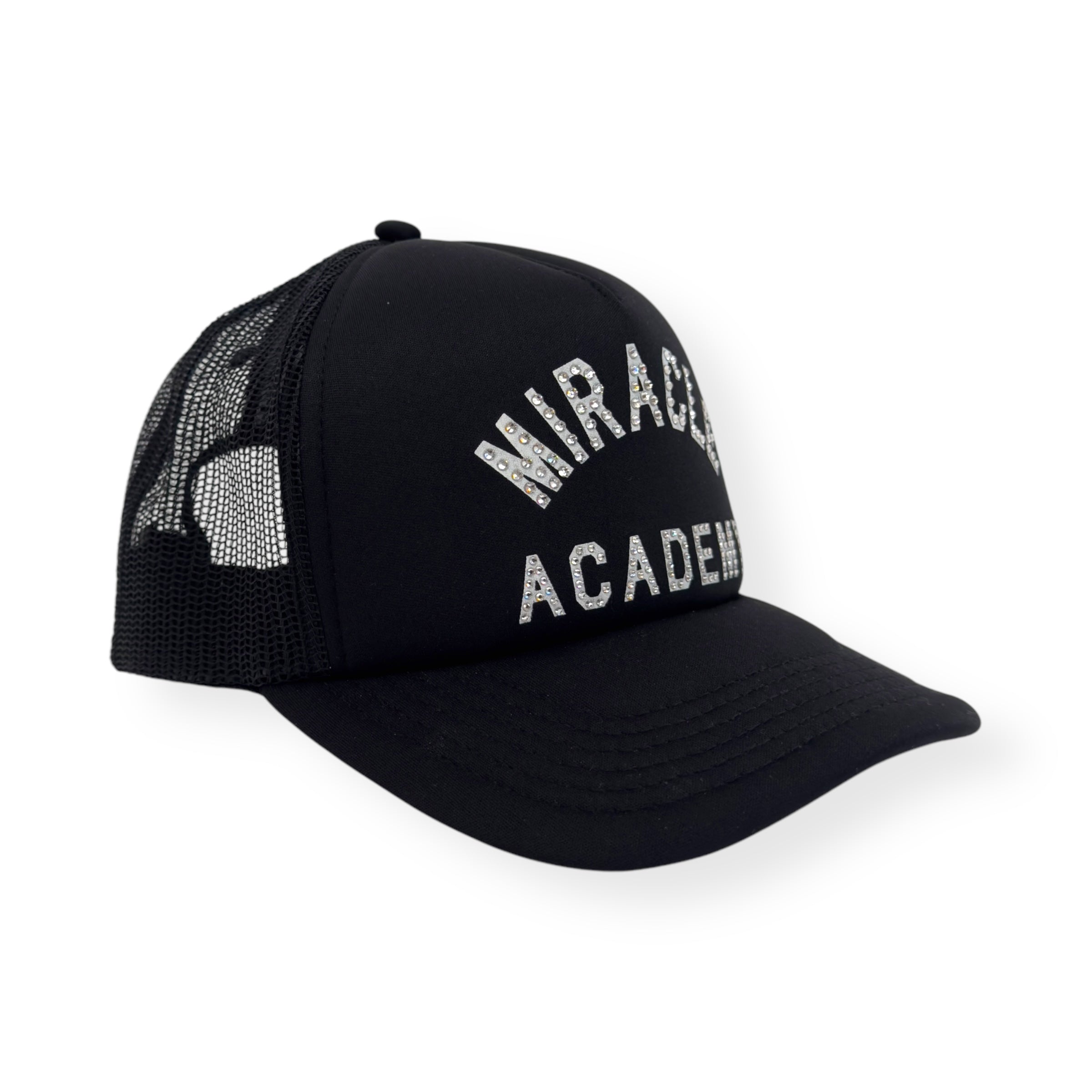 NAHMIAS MIRACLE ACADEMY CRYSTAL EMBELLISHED TRUCKER HAT BLACK O/S