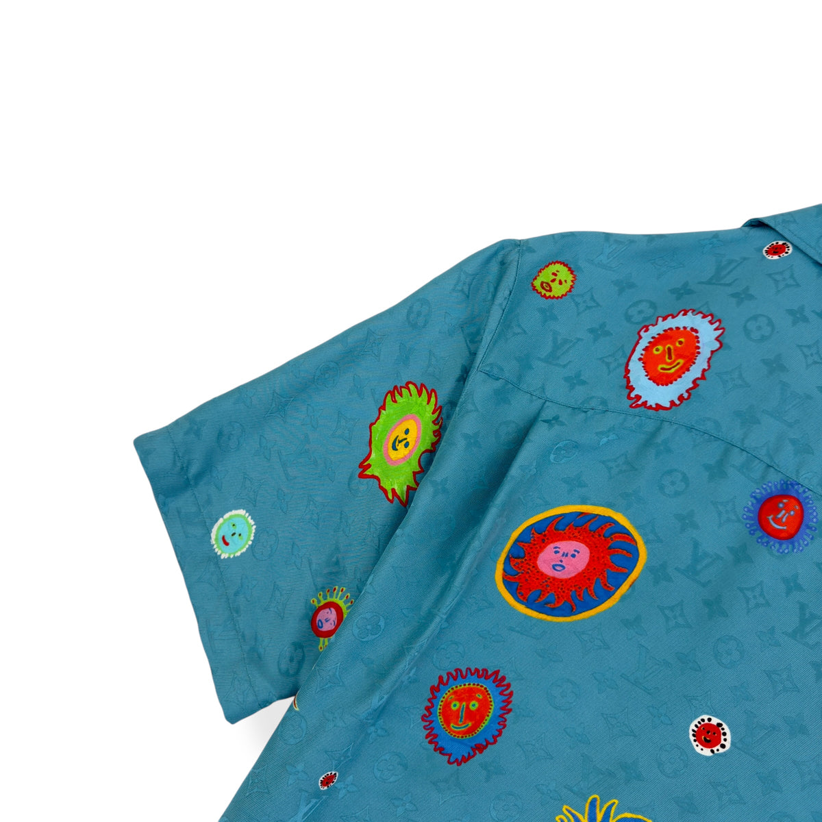 LOUIS VUITTON X YAYOI KUSAMA LV X YK SILK SHIRT BLUE L