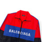 BALENCIAGA RIPSTOP OVERSIZED WINDBREAKER JACKET RED / BLUE / BLACK FR48 / M