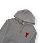 AMI PARIS LOGO HOODIE GREY / RED M