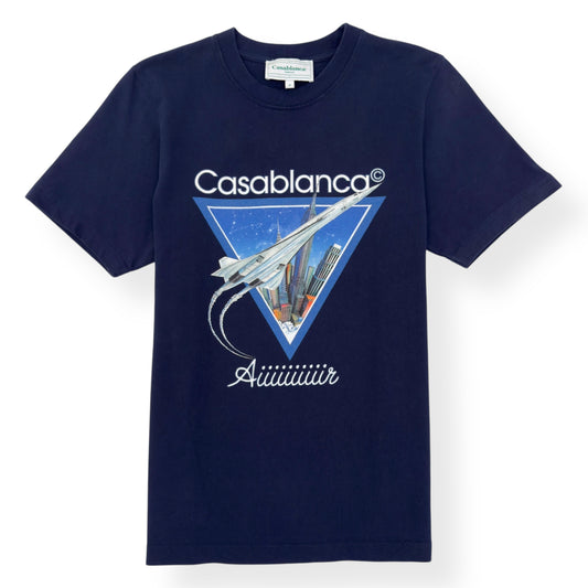 CASABLANCA LOGO PRINT T-SHIRT NAVY M