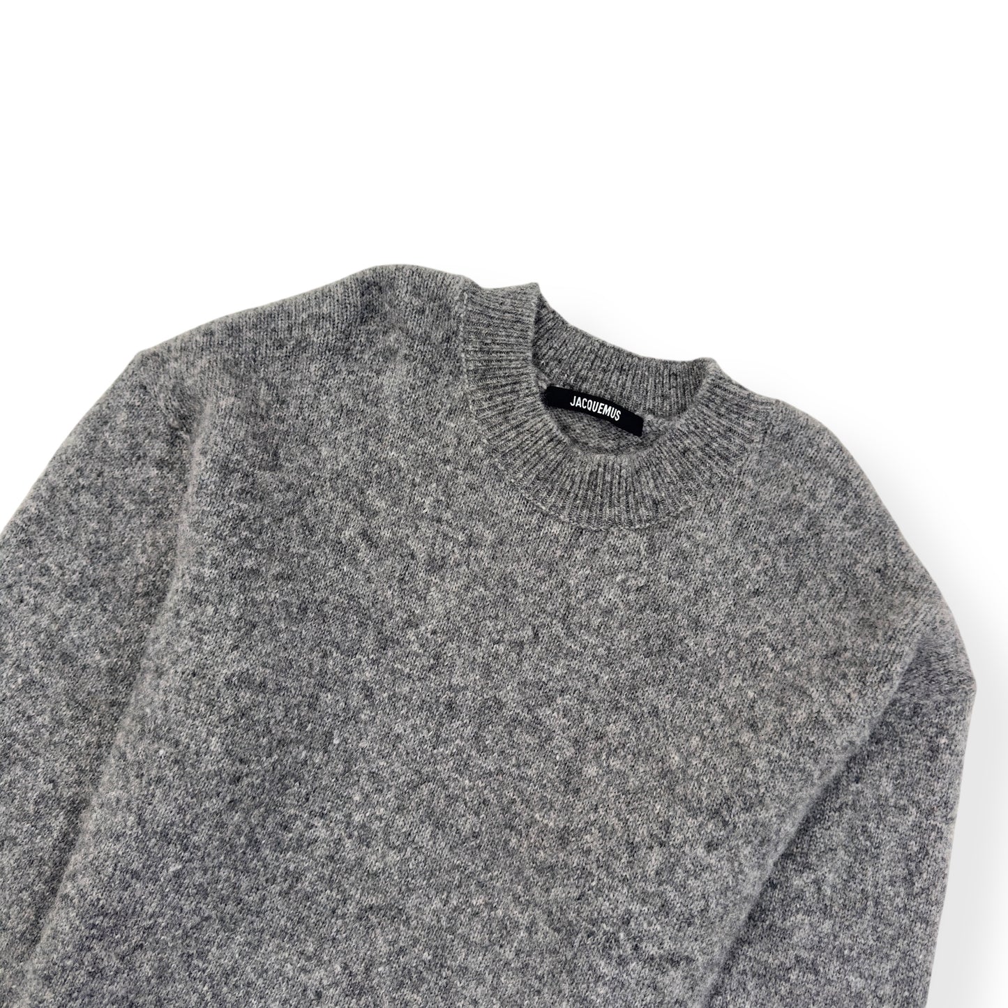 JACQUEMUS LE PULL WOOL-BLEND SWEATER GREY / WHITE L