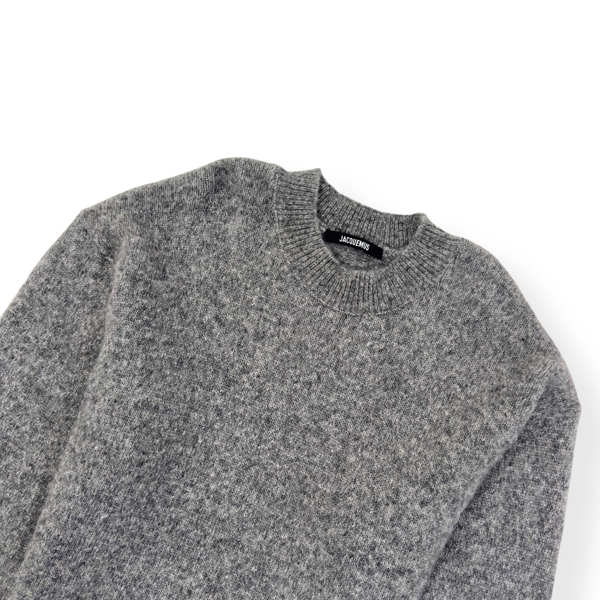 JACQUEMUS LE PULL WOOL-BLEND SWEATER GREY / WHITE L