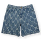 LOUIS VUITTON MONOGRAM PRINTED DENIM SHORTS INDIGO BLUE W34” / L